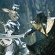 From left to right: Yee, the Warrior of Metal as portrayed by Doug Jones, fighting Angus Macfayden as Komodo.